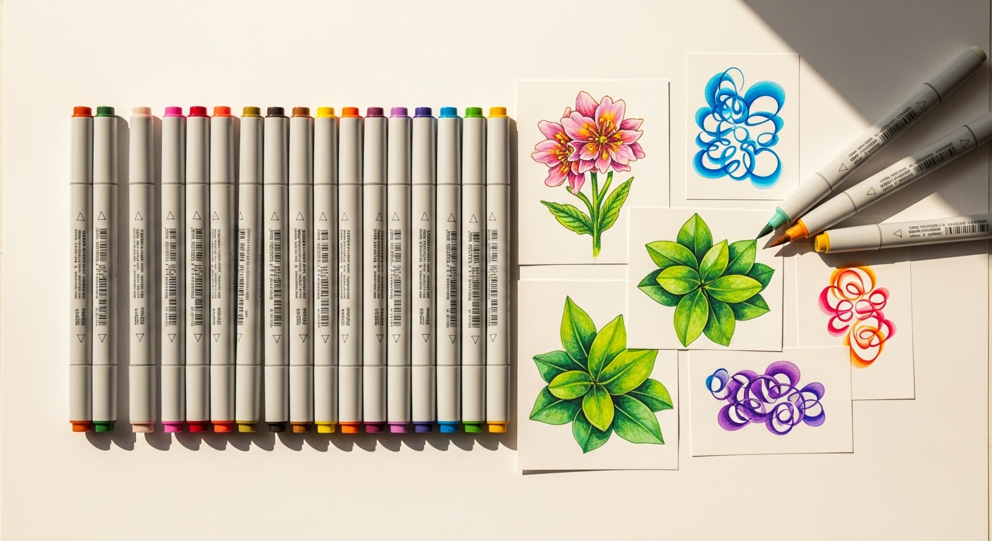 Маркеры и скетчбук